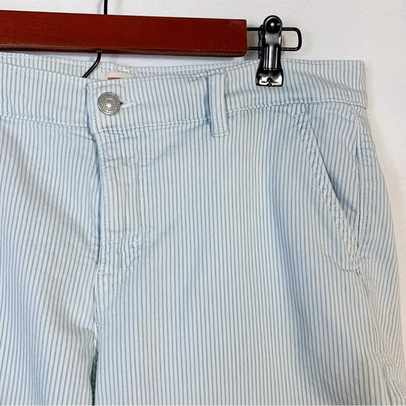Levi’s Railroad Stripe Blue Denim Shorts Cuffed - Picture 3 of 7
